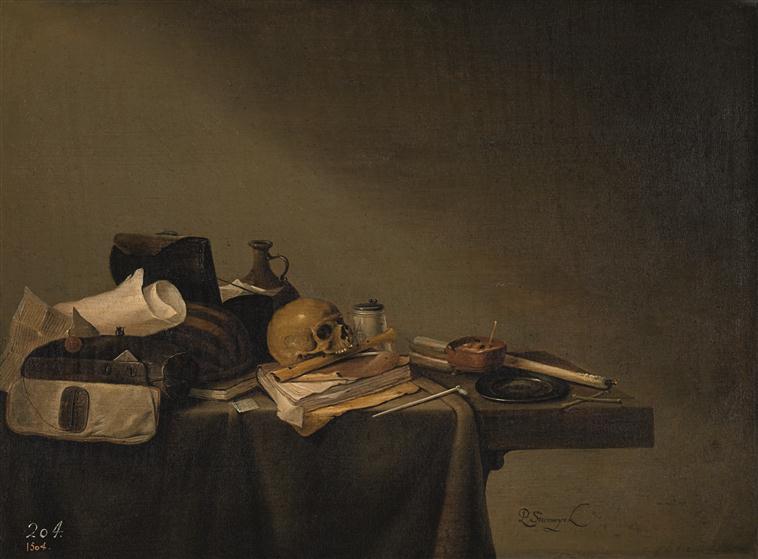 « Vanité » de Pieter Steenwijck (vers 1615-après 1650), peinture vers 1635-1640, H:0.34m l:0.46m, RMN Grand-Palais, cote cliché : 13-57-13-69, N° inventaire : P02137; Espagne, Madrid, Museo Nacional del Prado